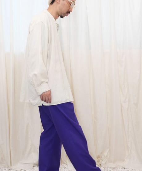 "ORVIS" Cotton Linen Banded Collar Shirt