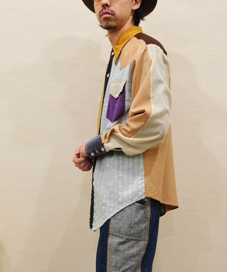 70s 『KENNINGTON』 Crazy pattern cotton shirt / size M 程度