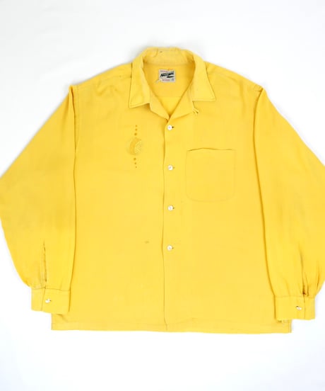 60s "NATIONAL" Rayon embroidered shirt / size L