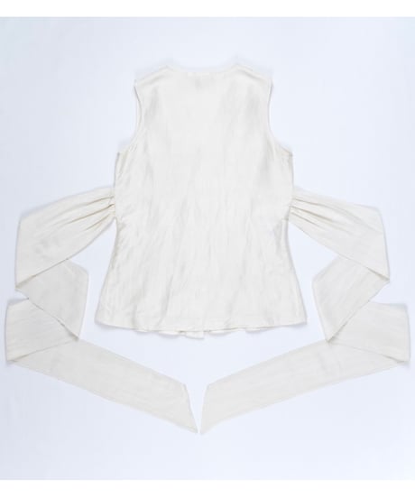 Cross-Wrap Silk Peplum Vest