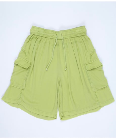 Lime Green Fringe Gather Shorts
