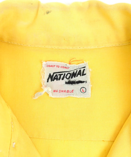 60s "NATIONAL" Rayon embroidered shirt / size L