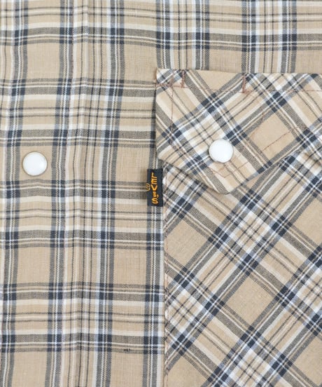 70s~ "Levi's Big E"Checkered pattern Western Shirt / size M