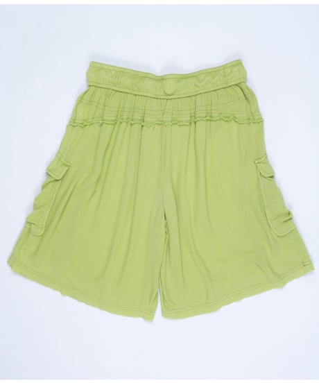 Lime Green Fringe Gather Shorts