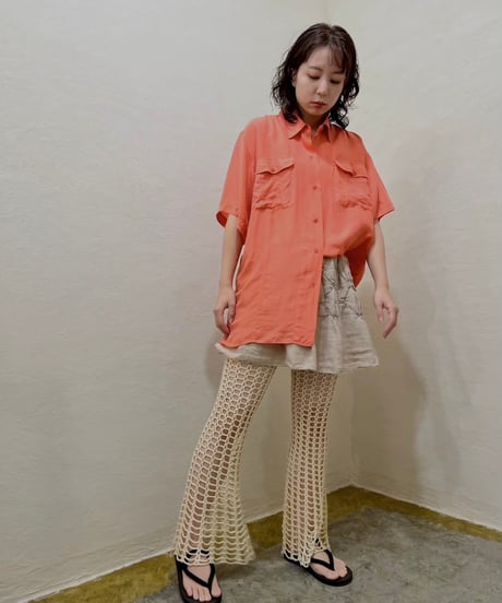 See-through Knit Flare Pants