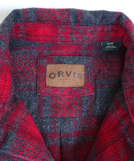 00s “ORVIS” Red Shadow Check Flannel shirt with pockets / size S
