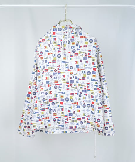 70s Signal Flag & Rope Knot Print Cotton Anorak