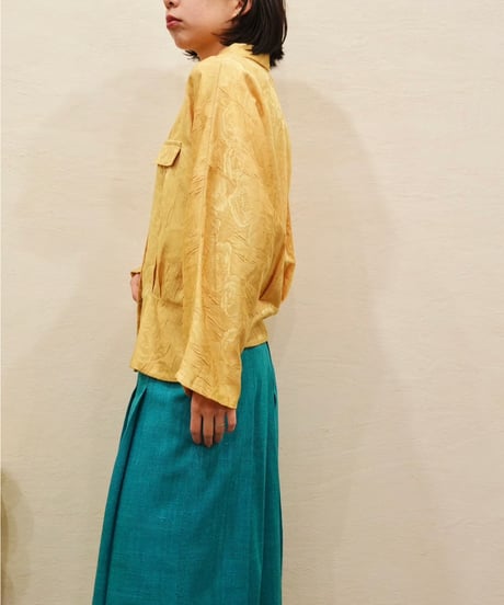 80s-90s 『YESSICA』Jacquard Peplum Dolman Shirt