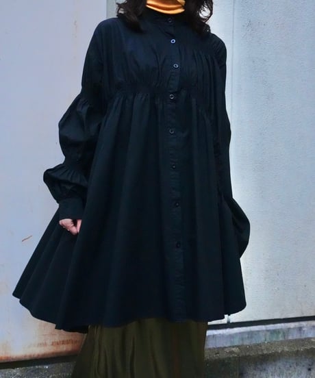 Shirred Asymmetrical Shirt Dress