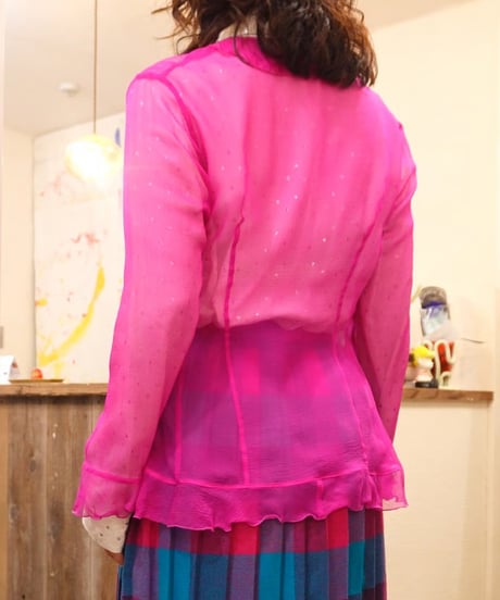 Vivid Pink Chiffon Bolero
