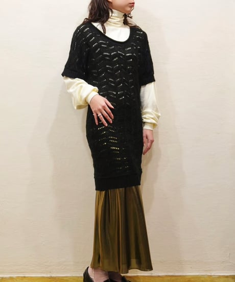 90s Openwork Short-sleeved Knit Dress