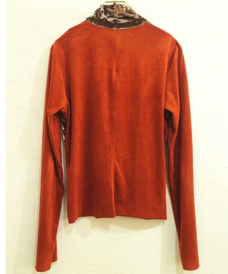 Mixed Fabric Stand Collar Top