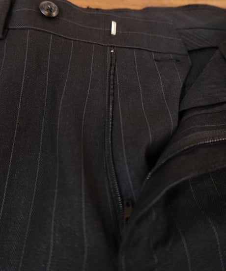 Black Striped Two-Pleated Slacks