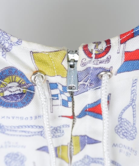 70s Signal Flag & Rope Knot Print Cotton Anorak