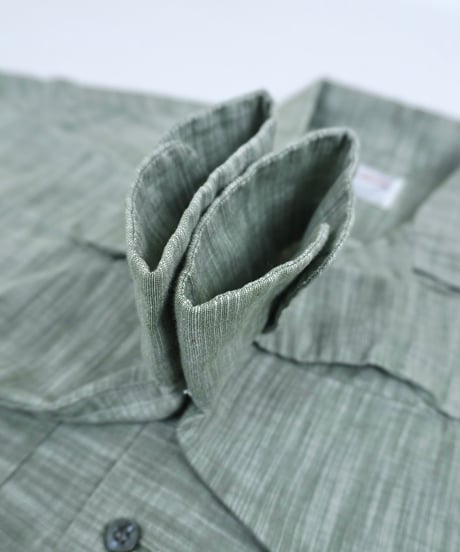 60s "Pilgrim" Cotton 『Kasuri』Weave Open collar Shirt / size 15-15½