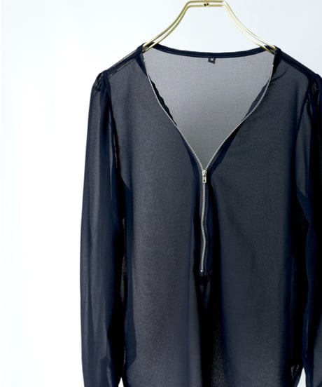 Sheer Half-Zip Top