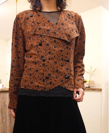 Retro Dot Double Button Blouse