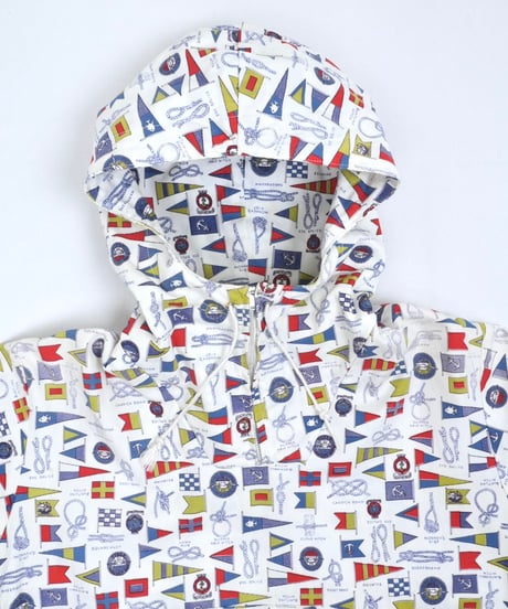 70s Signal Flag & Rope Knot Print Cotton Anorak
