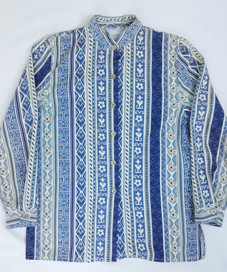 90s Stand collar retro all-over print shirt