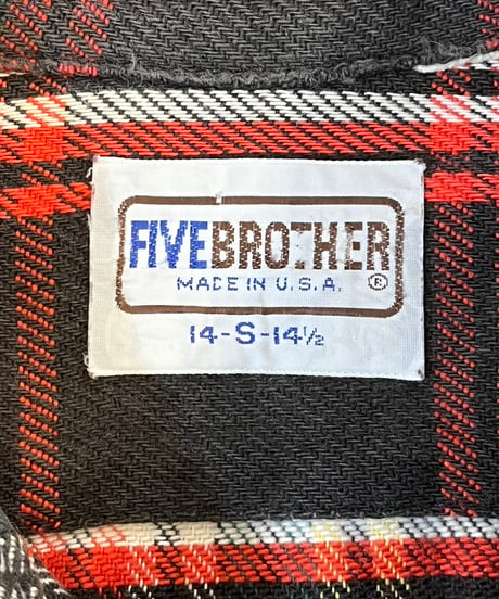 黒ベース 80s 『FIVE BROTHERS』　Flannel shirt "Made in USA" / size S