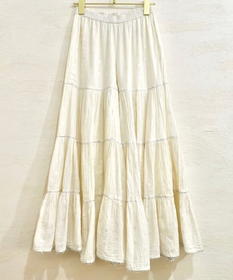 Silver Dot Tiered Flare Pants