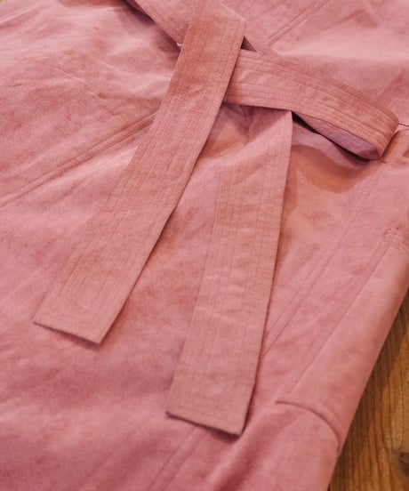 Fake Suede Leather Long Coat