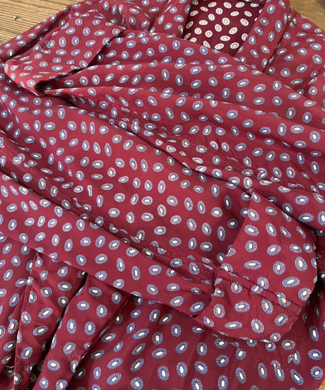 50-60s Small geometric pattern rayon gown