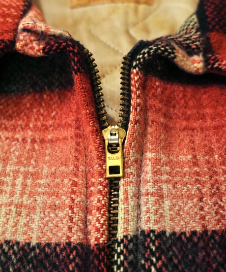 50-60s Red base check Wool Long type Sport jacket