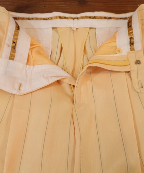 Yellow × Light blue Striped Two-pleat Wide slacks