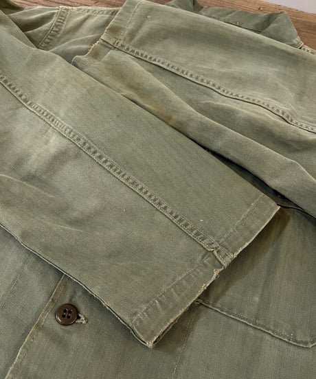 40-50s U.S.ARMY ヘリンボーンツイル ユーティリティシャツ / size S~M程度