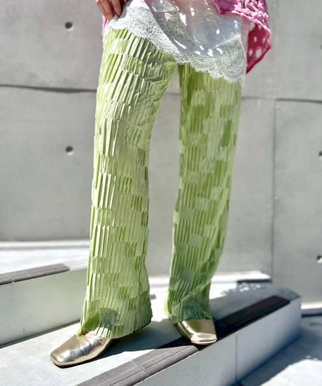 Lime Green Pleated Pants
