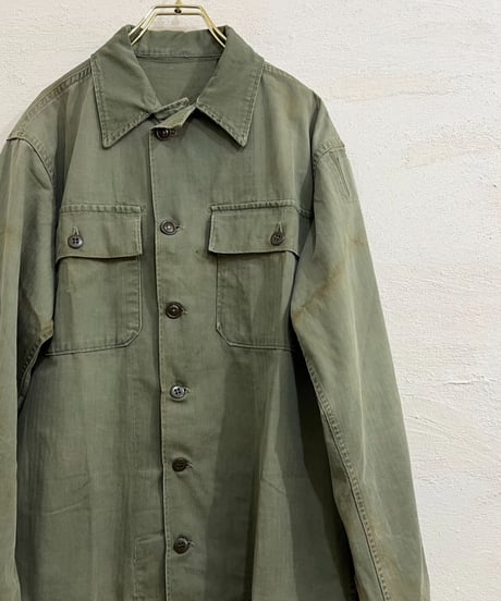 40-50s U.S.ARMY ヘリンボーンツイル ユーティリティシャツ / size S~M程度