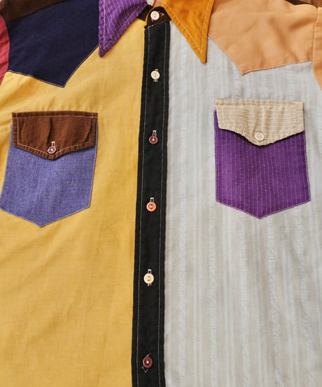 70s 『KENNINGTON』 Crazy pattern cotton shirt / size M 程度