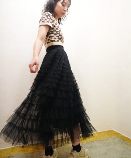 Tiered Tulle Long Skirt