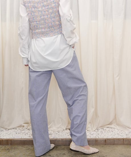 Seersucker pincheck two-pleat slacks