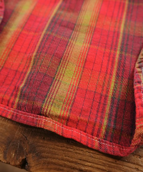 60s 『Wrangler』 Red-based check western shirt / size 16½
