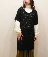 90s Openwork Short-sleeved Knit Dress