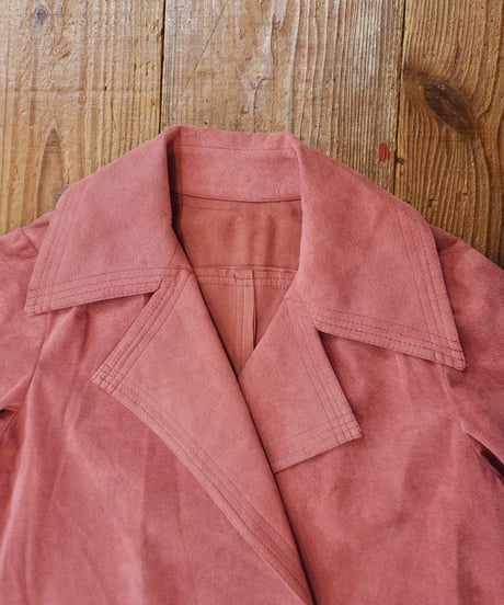 Fake Suede Leather Long Coat