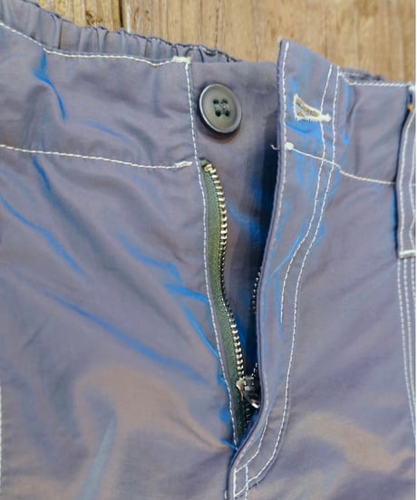 Metallic Blue Flare Cargo Pants