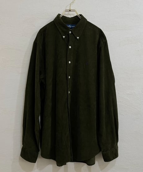 『Ralph Lauren』 Dark green corduroy shirt / size XL