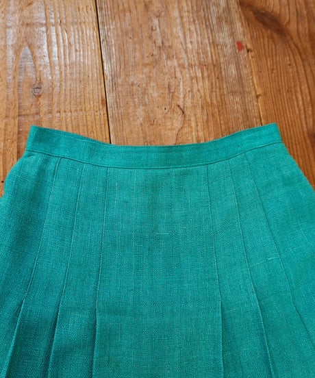 80s Turquoise Pleated Long Skirt