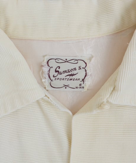 50s "Samsons" Open-collar corduroy shirt / size S