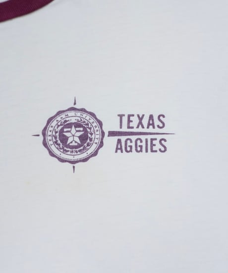 60-70s "Champion Products Tag" Texas A&M Compass Logo Ringer T-Shirt / size L