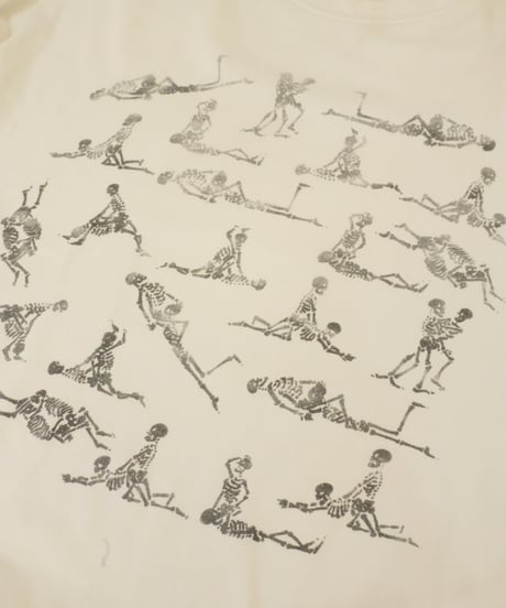 90s FASHION VICTIM風〝Scull Forty Eight Way〟アートプリントTシャツ / size XL
