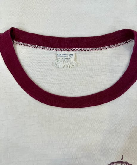 60s Champion Productsタグ “TEXAS AGGIES”リンガーTシャツ / size L