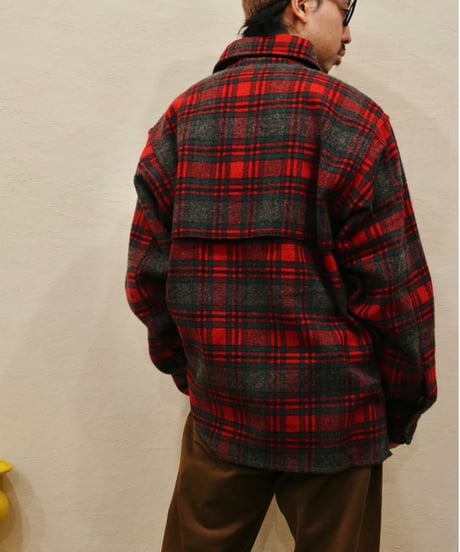 90s 『johnson woolen mills』 Red checked Wool jacket “Made in USA”