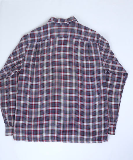 60s 『Milliken's』 Open-collar rayon check shirt / size M