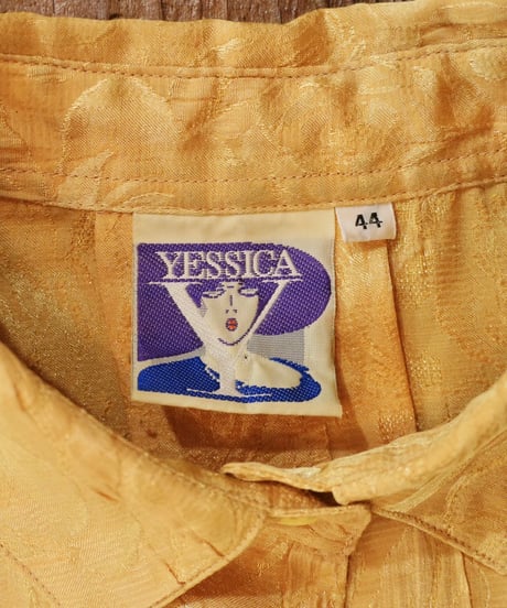 80s-90s 『YESSICA』Jacquard Peplum Dolman Shirt