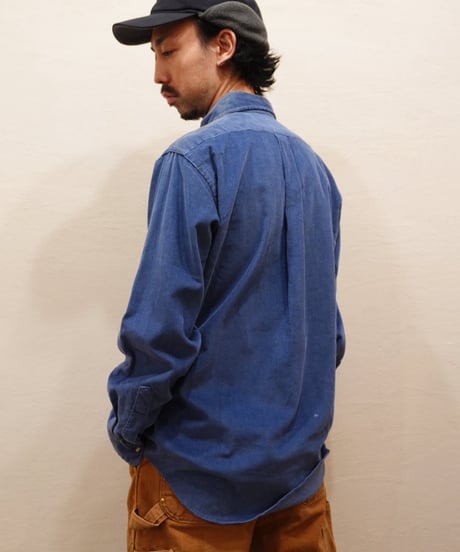 80s 『L.L.Bean』 ブルー ボタンダウン コーデュロイシャツ