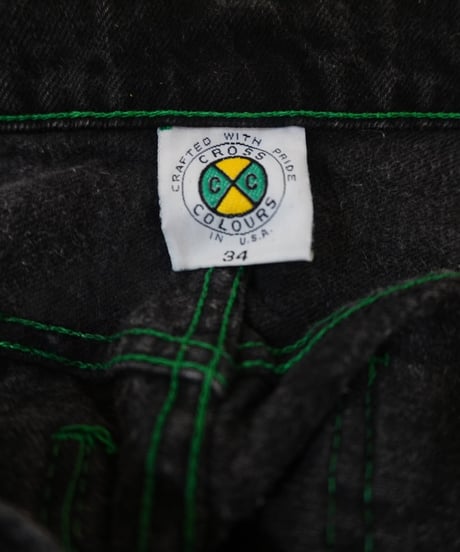 90s 『Cross Colours』 Black denim pants